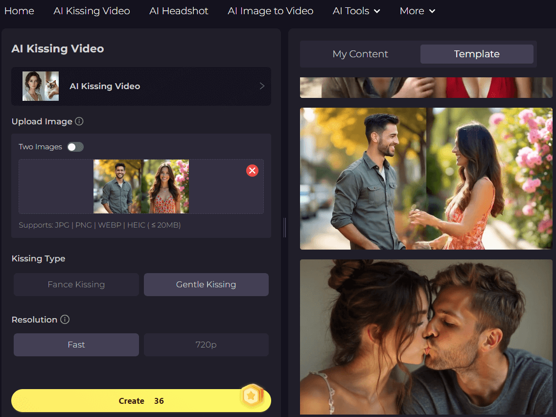 supawork ai kissing video generator