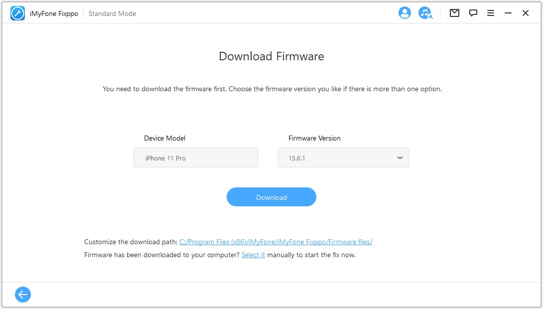 download firmware under standard mode