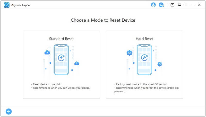 choose a mode to reset device