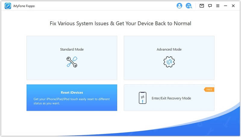 vyberte reset idevices