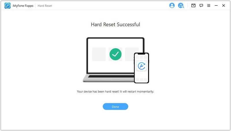  Hard reset bem-sucedido 