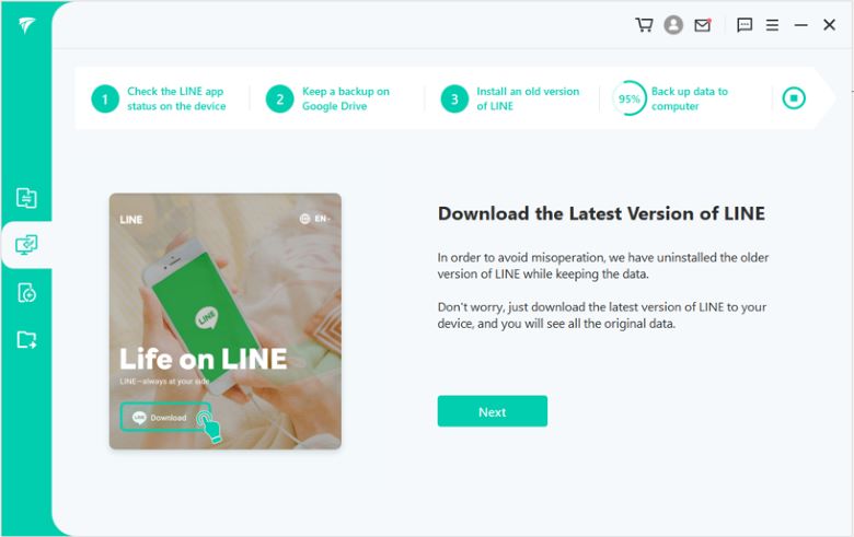 click next to install the latest version of line