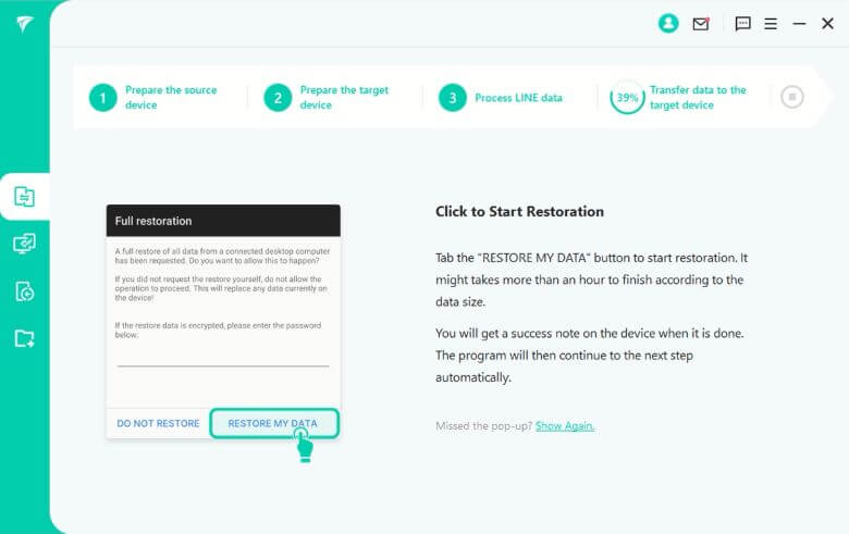 Tap Restore Data on your device