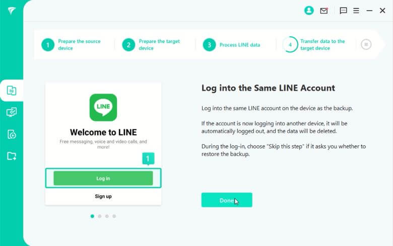 Log in to the same LINE account on the destination device