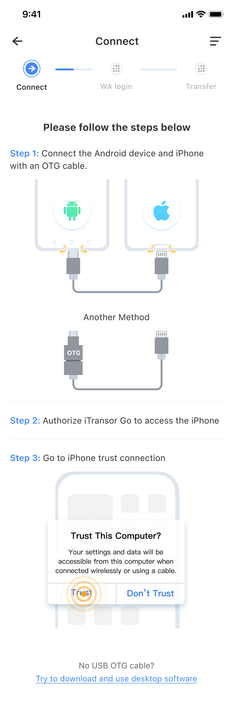 connect iphone to android