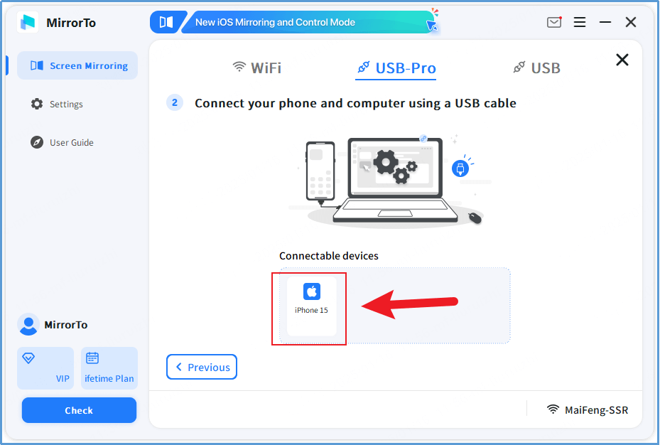 connect your iOS device to the computer using a USB cable