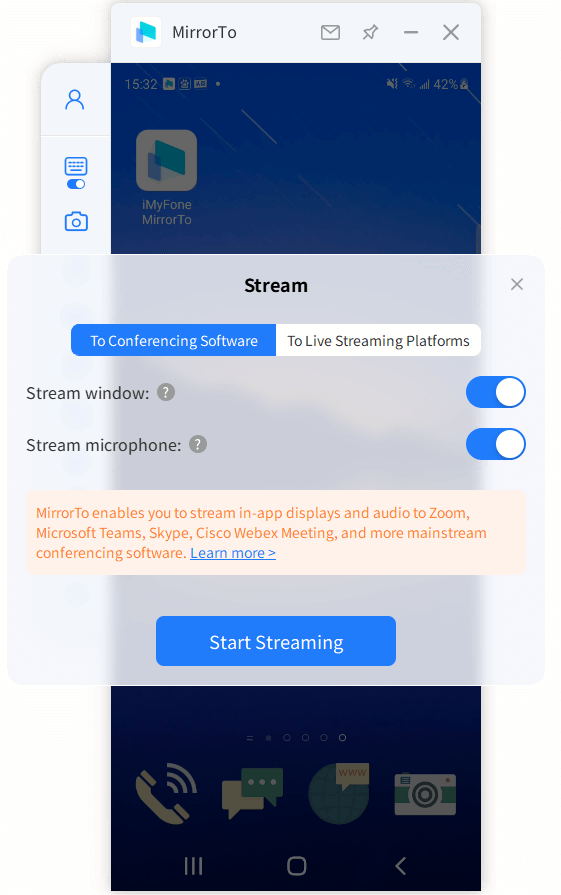 difuzare către software-ul de conferințe