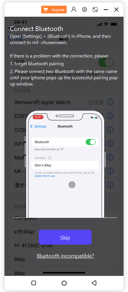 connect bluetooth for mouse control