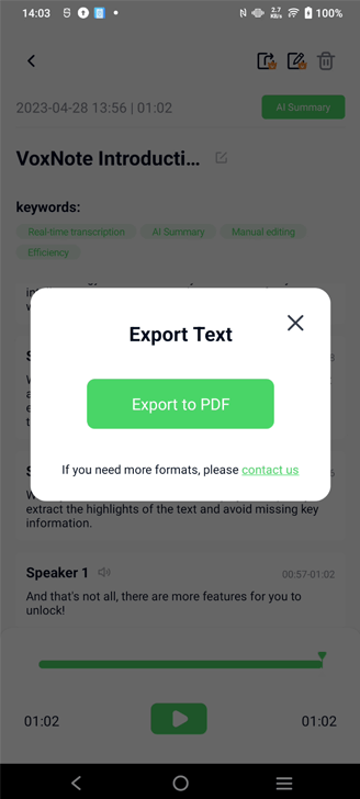 export share transcription
