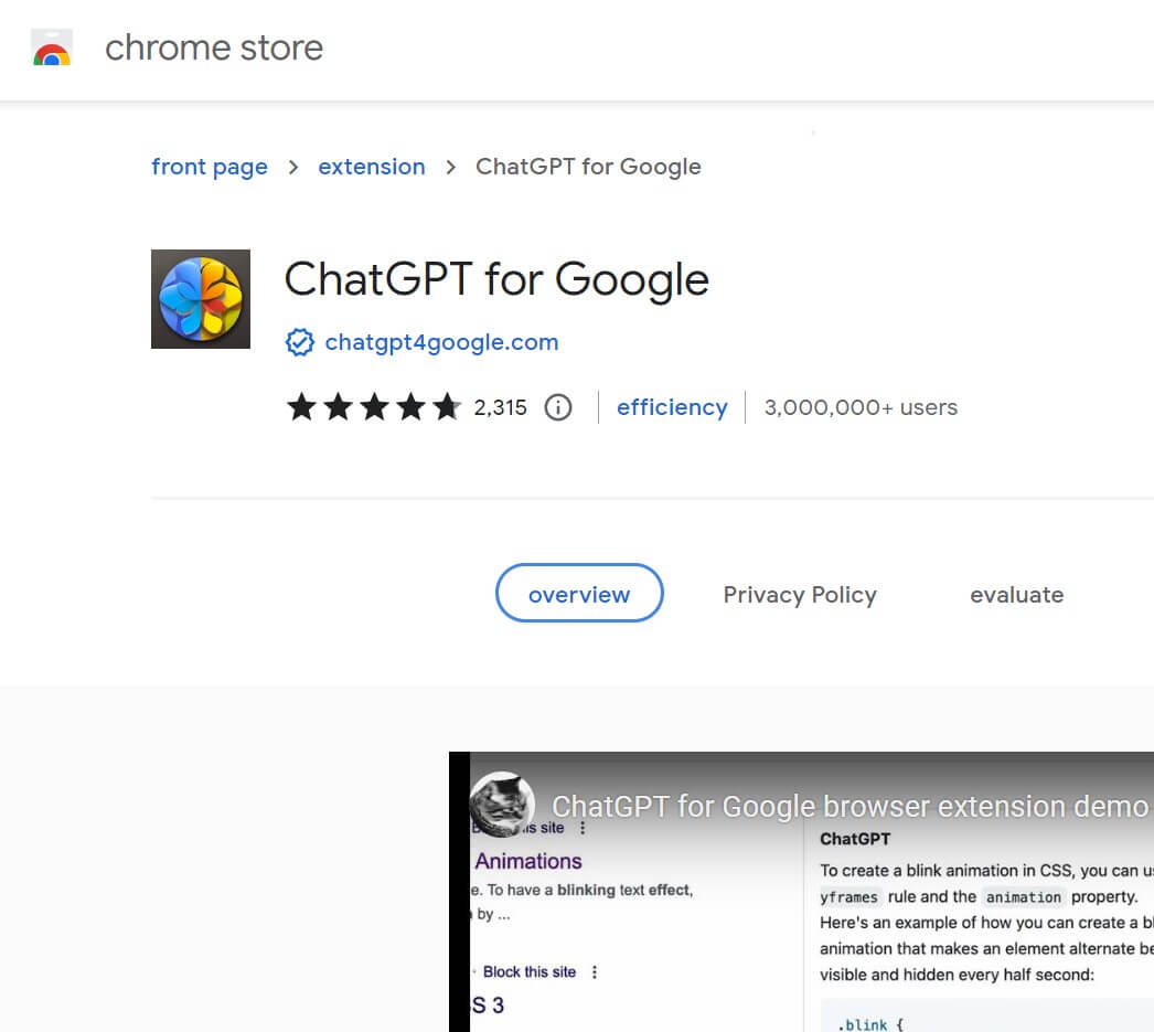 ChatGPT extention- ChatGPT for Google