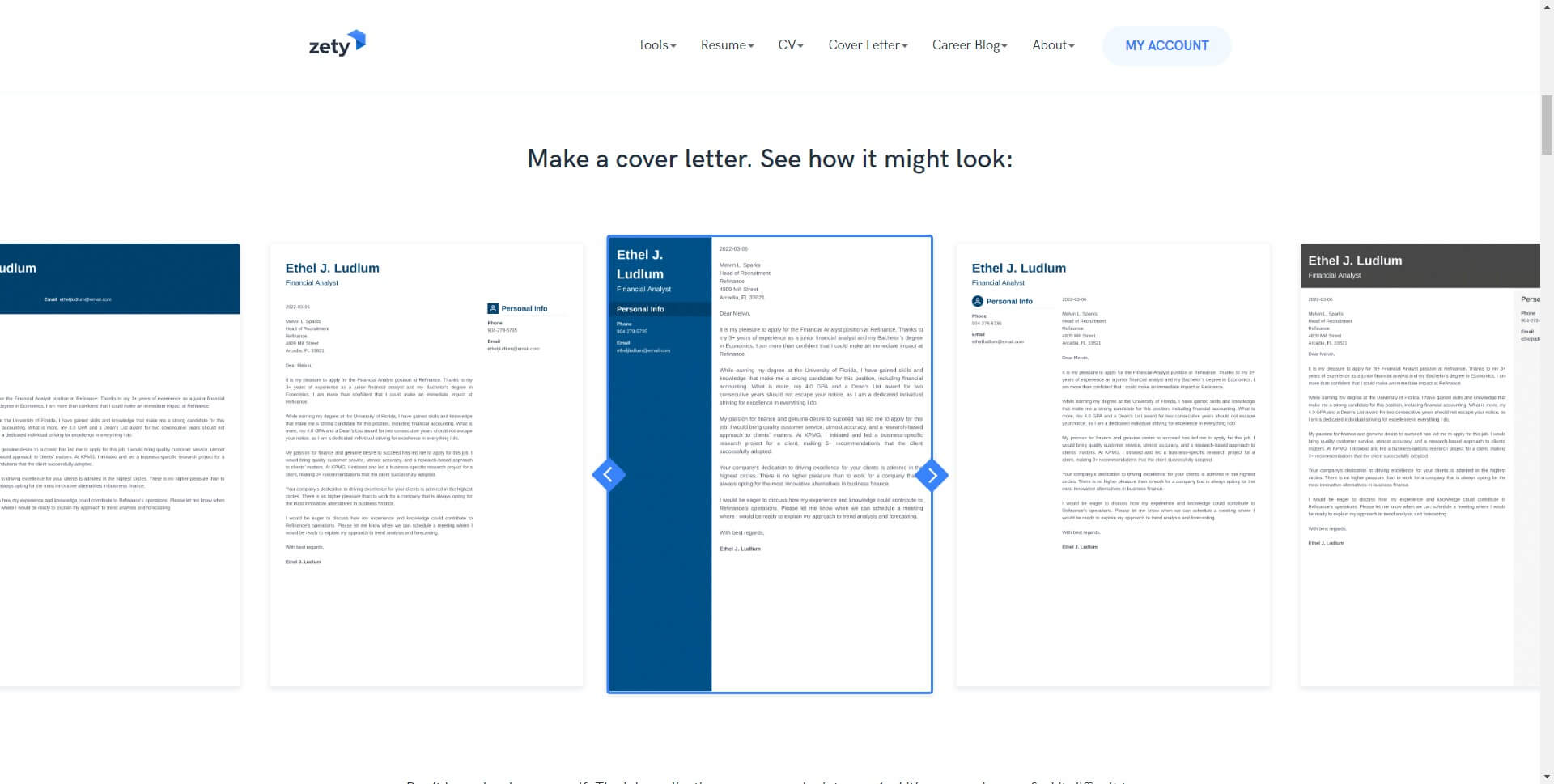 Cover letter generator- Zety