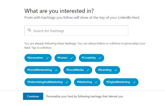 LinkedIn strategic keywords and hashtags