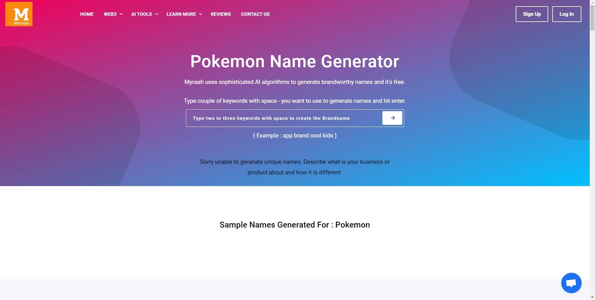 Pokemon- Myraah Free AI Name Generator