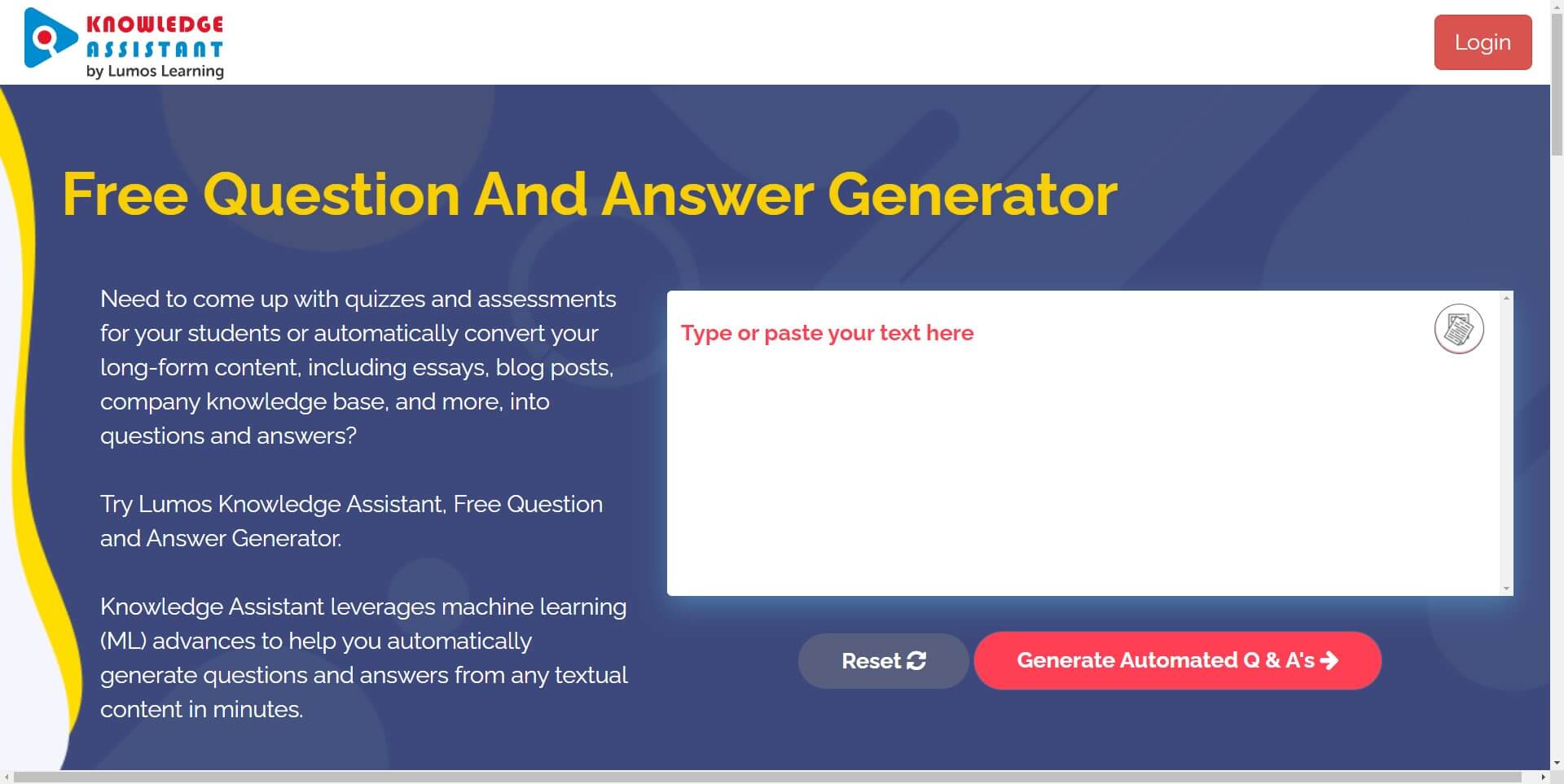 question answer generator- Lumos Knowledge Assistant