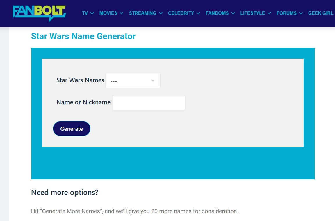 Star Wars name generator- Fanbolt