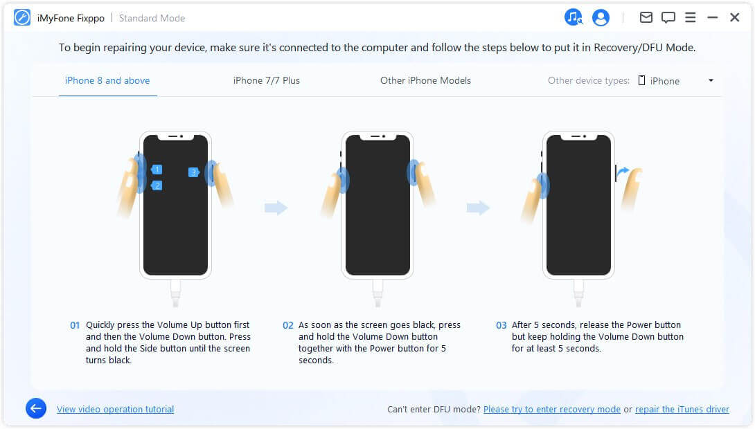 fixppo dfu mode under Standard mode