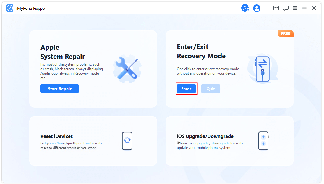 fixppo click enter recovery mode