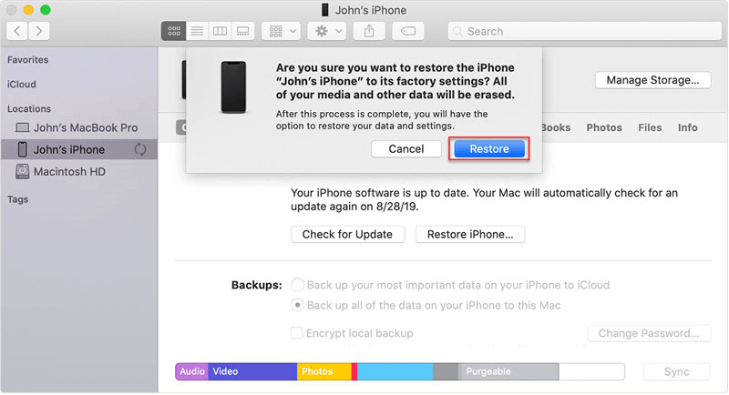 itunes restore iphone on the recovery mode