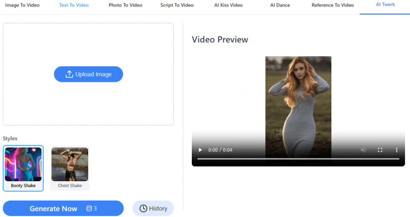 upload image on imagetovideo twerk