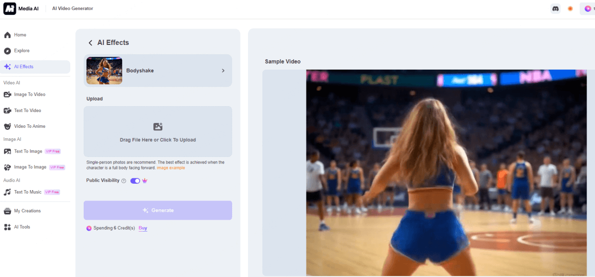 upload image on media.io twerk ai