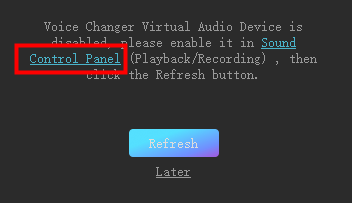 click on sound control panel