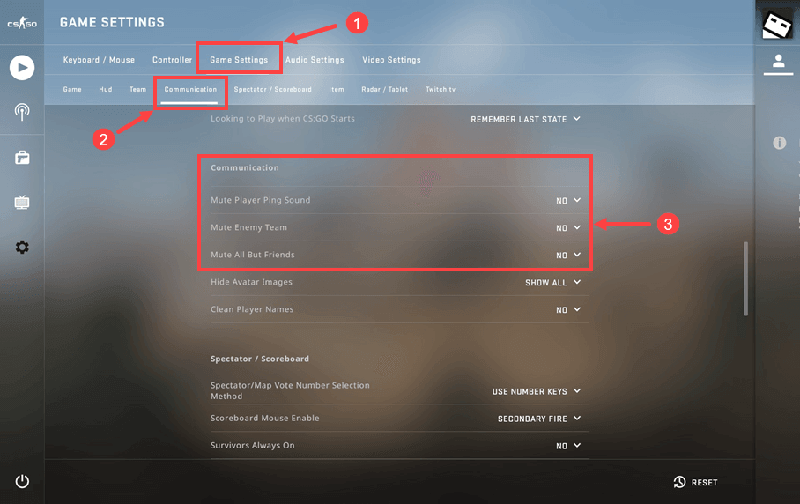 select game settings
