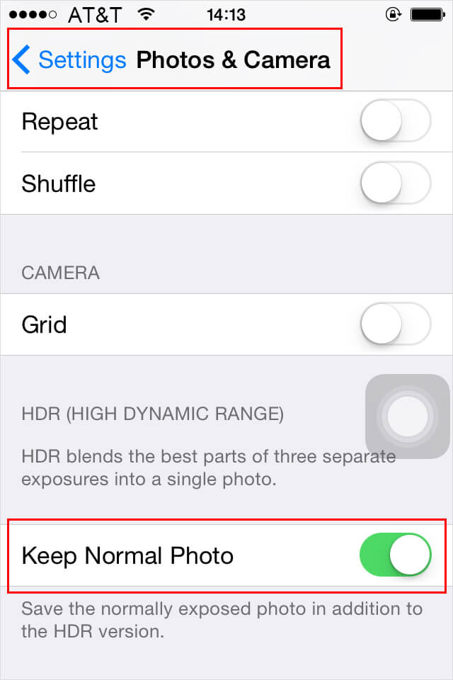 HDR setting