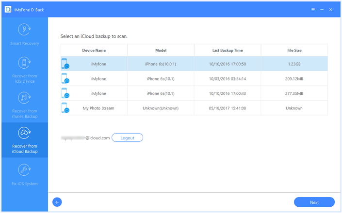 select icloud backup to recover contacts from broken iphone