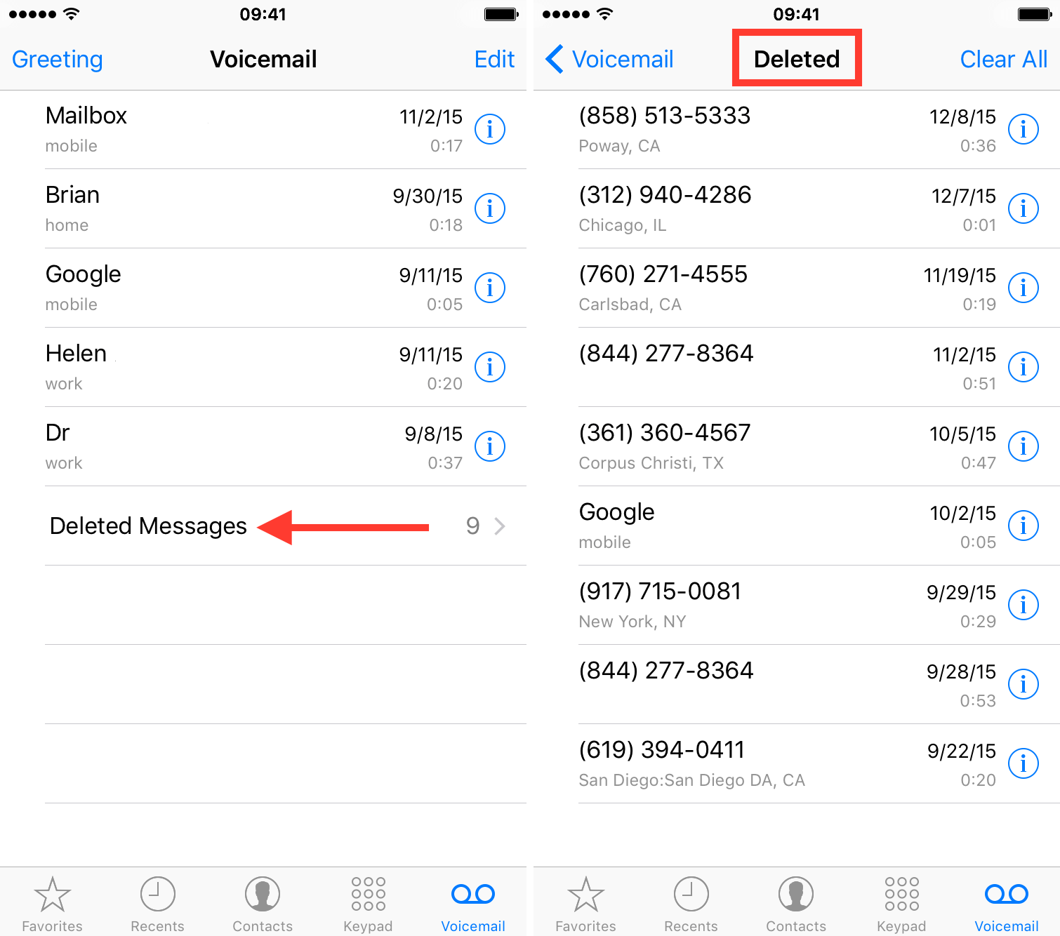 Delete Voicemails to free up storage iOS 13