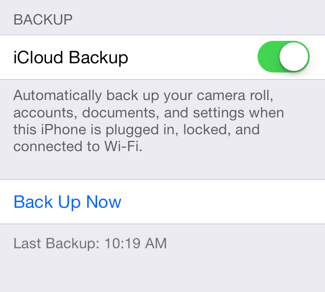 back up iPhone with iCloud