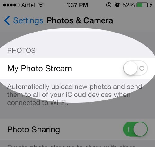 Turn off My Photo Stream