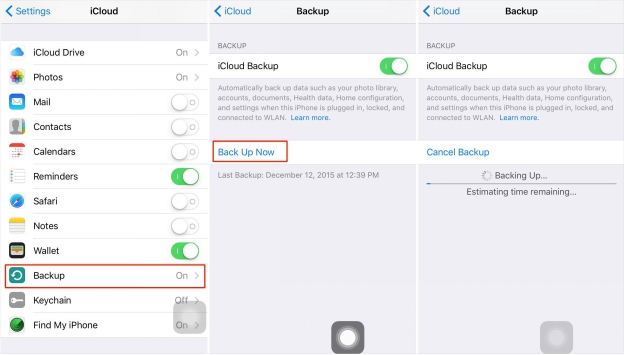  try backup with iCloud again 