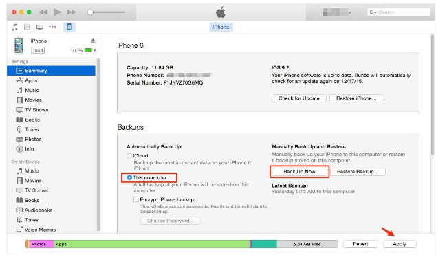 Back up Deleted WhatsApp Messages via iTunes