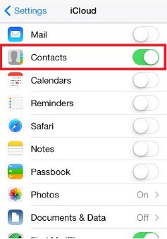 turn on contacts in iCloud