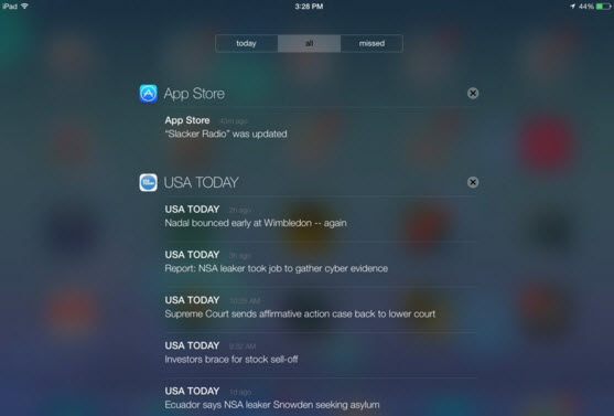 notification ipad