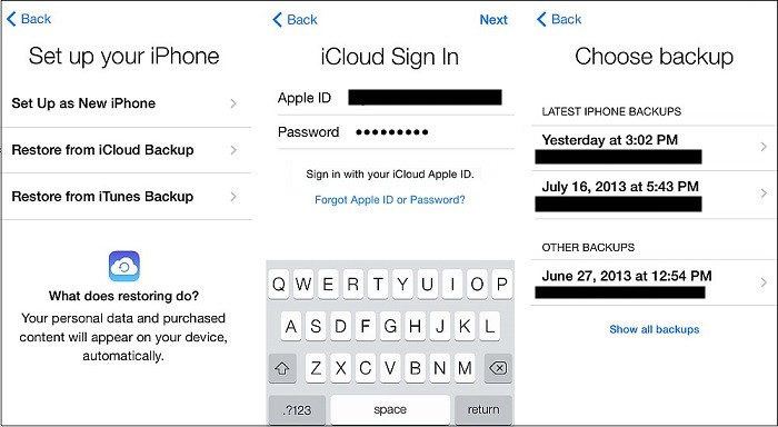 Restore from an iCloud Backup