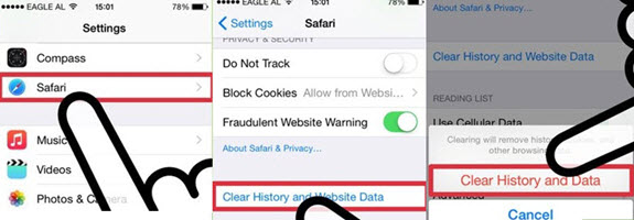 clear safari history on iPad