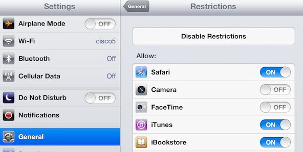 iPad setting