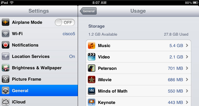 free memory on ipad