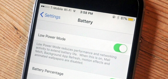 low power mode on iPhone