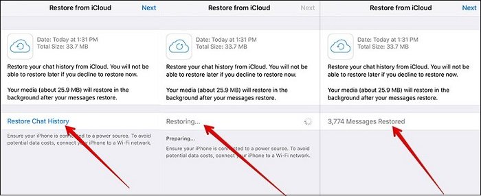 Recover documents from WhatsApp via iCloud backup
