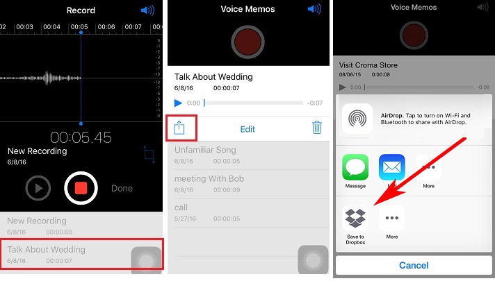 Get Voice Memos Off iPhone Using Dropbox Option