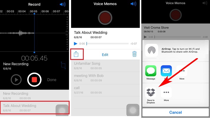 share voice memo iphone