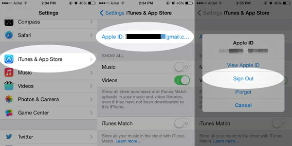 how to sign out of app store