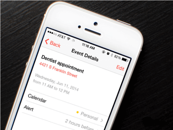 iPhone calendar events