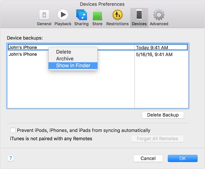 locate itunes backups on your Mac