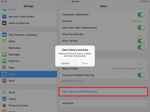 Clear the history, cache, and cookies from Safari on your iPhone