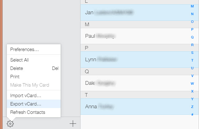 export contacts from icloud account