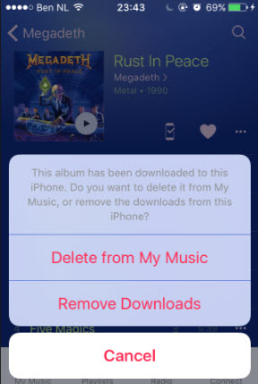 delete from my music