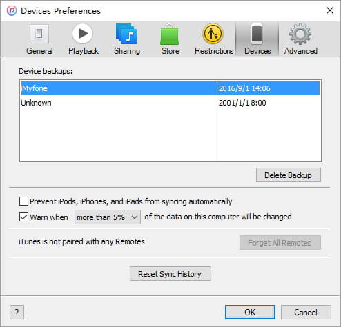  Delete iPhone Backup on PC from iTunes Control Panel